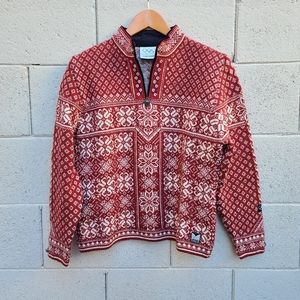Dale of Norway | Peace Ladies Olympic Games Red Patterned Wool Sweater Size L